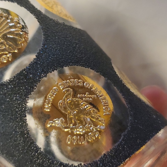 2 Vintage Libbey Mid Century Black & Gold Coin High Ball Glasses - Picture 6 of 9